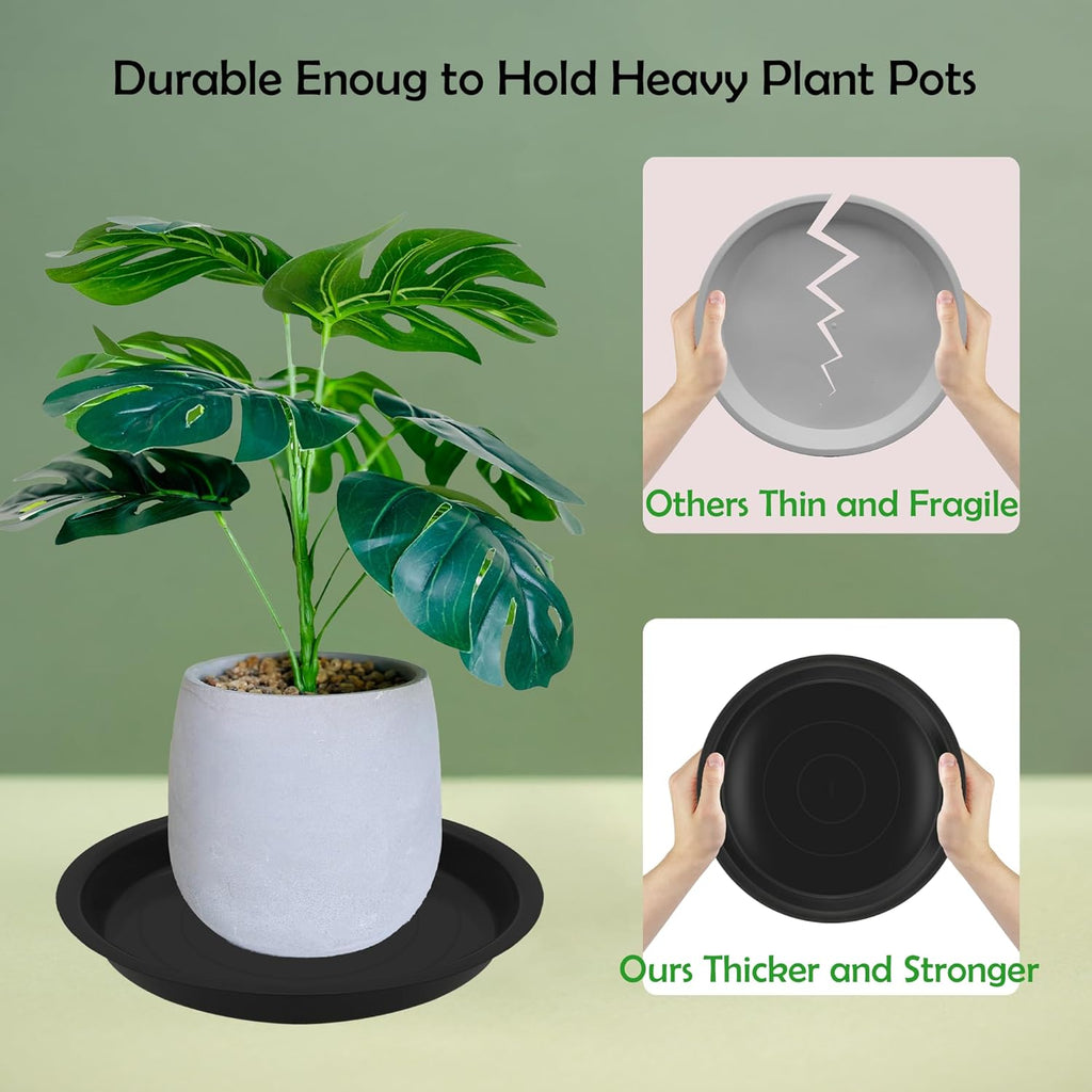8 Pack 16 Inch Round Plant Saucers for Less 14Inch Pot Indoors Outdoors Plant Trays for Pots Planter Saucer Plastic Plant Drip Tray Flower Planter Water Tray for Potted Plants(Black, 16"(8pcs))