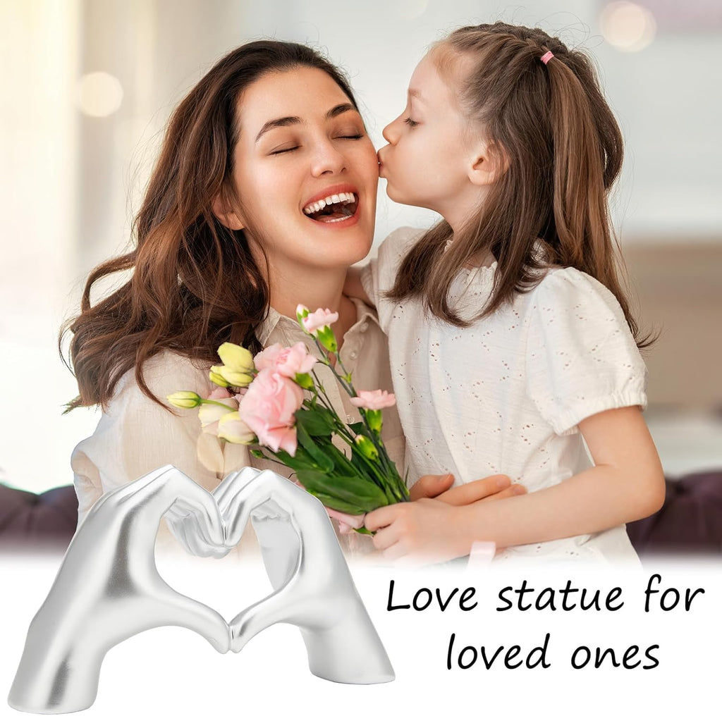 Valentines Day Gifts for Him, Heart Hands Sculpture, Heart Hands, Valentines Day Decorations, Silvery Room Decor for Living Room Bedroom Bookshelf, Silvery