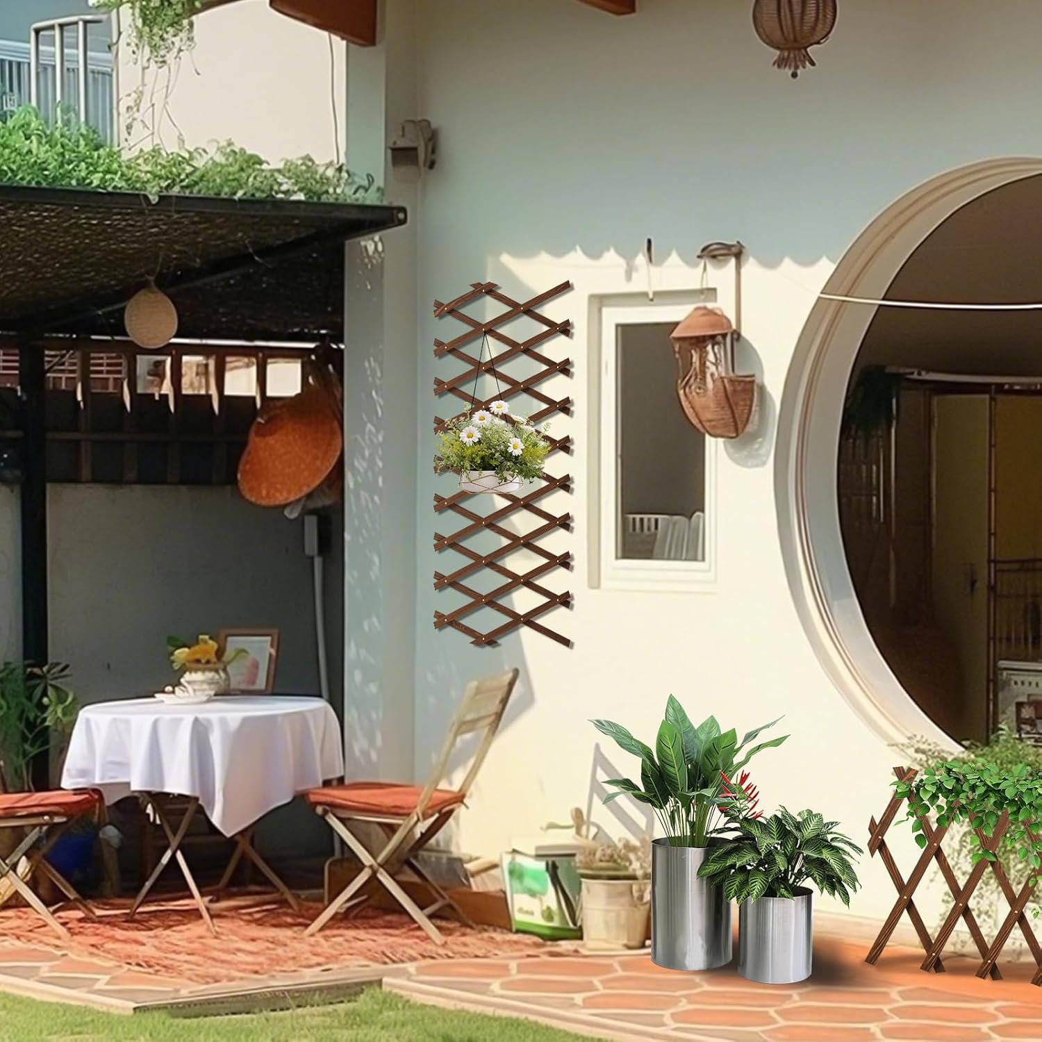 Expandable Garden Trellis, 13.4" x 60" Trellis for Climbing Plants Outdoor, Wooden Lattice Fence Wall Panel Lattice Panels for Outside, for Climbing Plants Vine Ivy Rose Cucumbers Clematis