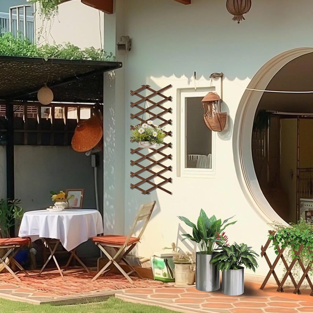 4 PCS Expandable Garden Trellis, 13.4" x 60" Trellis for Climbing Plants Outdoor, Wooden Lattice Fence Wall Panel Lattice Panels for Outside, for Climbing Plants Vine Ivy Rose Cucumbers Clematis