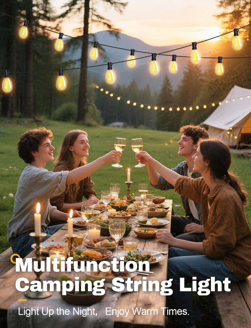 Tenmiro 120FT Solar Outdoor String Lights with Remote and 32+2 LED Shatterproof Bulbs Dimmable & Timing 3 Light Modes Solar Patio String Lights for Cafe, Garden, Deck, Outside Wedding Last for 10+Hrs