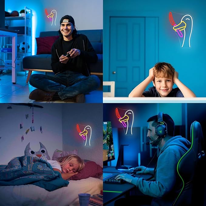 Silly Goose Neon Sign Dimmable Goose Knife Neon Signs for Wall Decor LED USB Powered Anime Neon Light Sign for Bedroom Room Club Restaurant Party Decoration Birthday Gifts