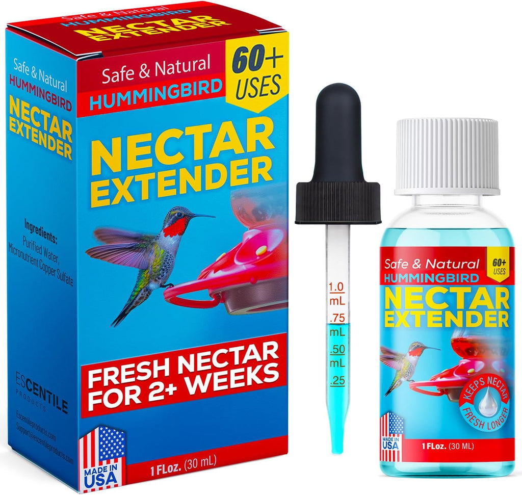 Hummingbird Nectar Extender - Keeps Nectar Fresh for 2+ Weeks, 60+ Uses, Made in USA, Safe & Natural Nectar Defense, Bird Safe Formula, for All Hummingbird Nectar & Feeders - 1oz