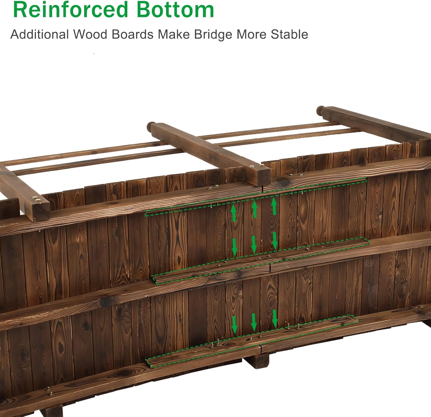 VINGLI 7.5 ft Garden Bridge, Arch Walkway Wooden Bridge with Safety Rails Stained Finished, Decorative Landscaping Footbridge for Koi Pond, Dry Creek Bed, Garden Pathway or Rustic Wedding Decor