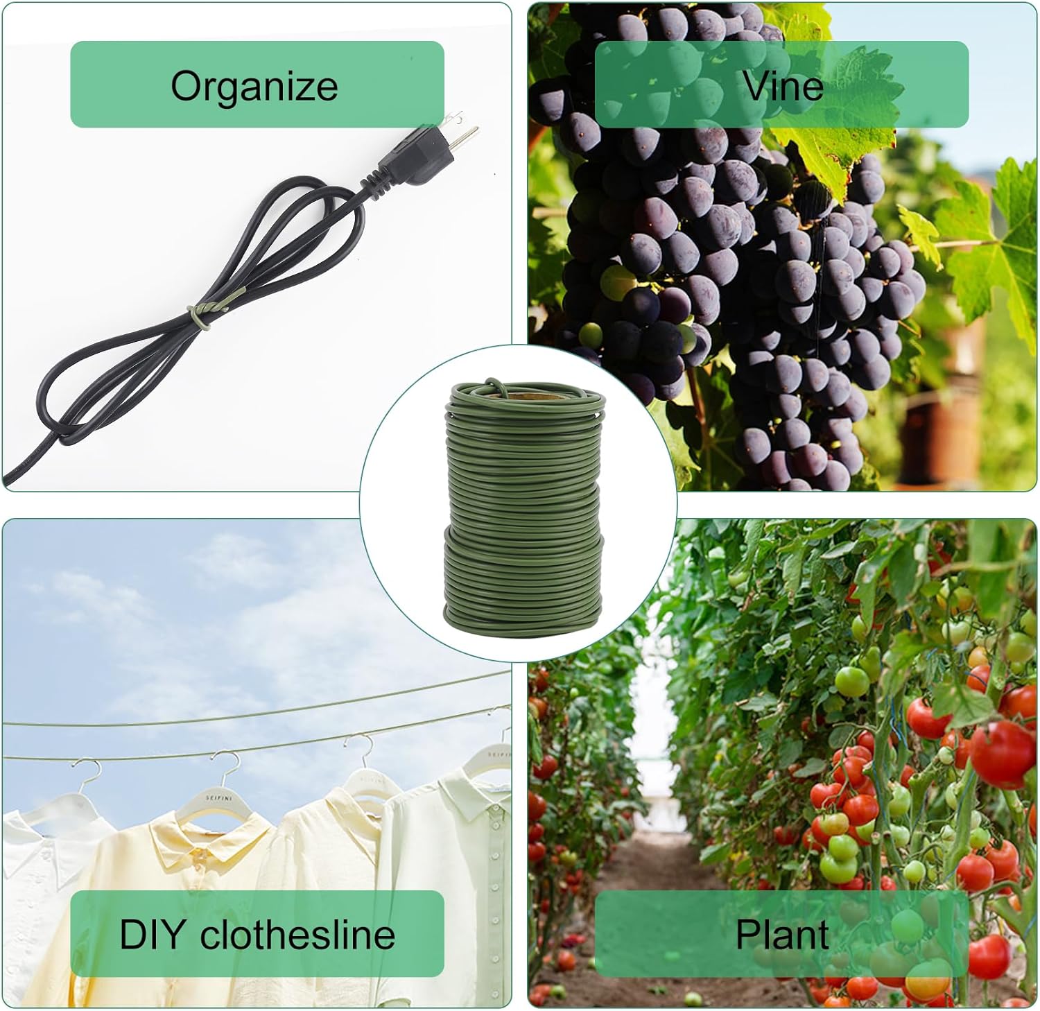 101 Feet Soft Plant Ties Dark Green Plant Twist Ties, Plant Ties for Support. Gardening Supplies for Plants Office Home Organization 3mm Diameter