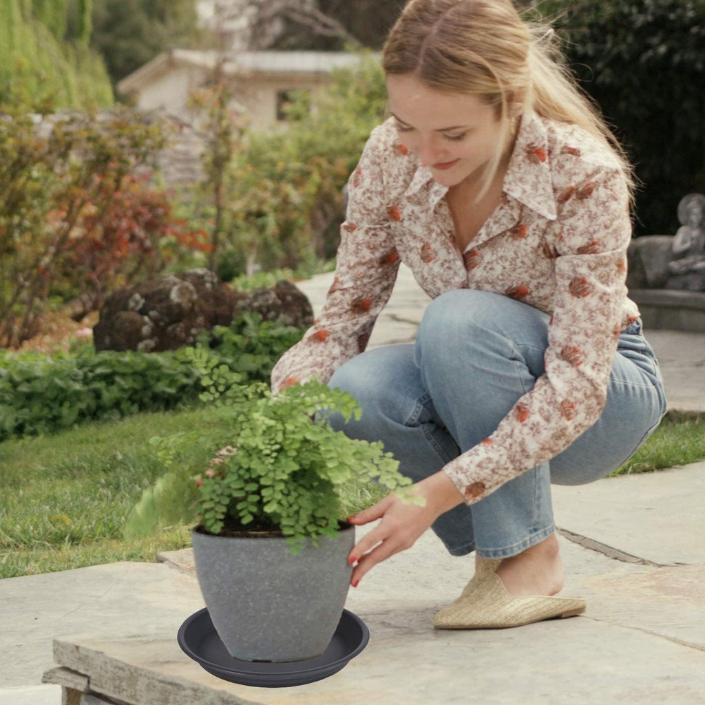 6 Pack Plant Saucer Drip Tray 7 8 inch, Plastic Flower Planter Saucers and Drip Trays for Indoors Outdoors, Heavy Durable Plant Plate Water Catcher, Plant Water Drip Trays for Pots (8", Black)