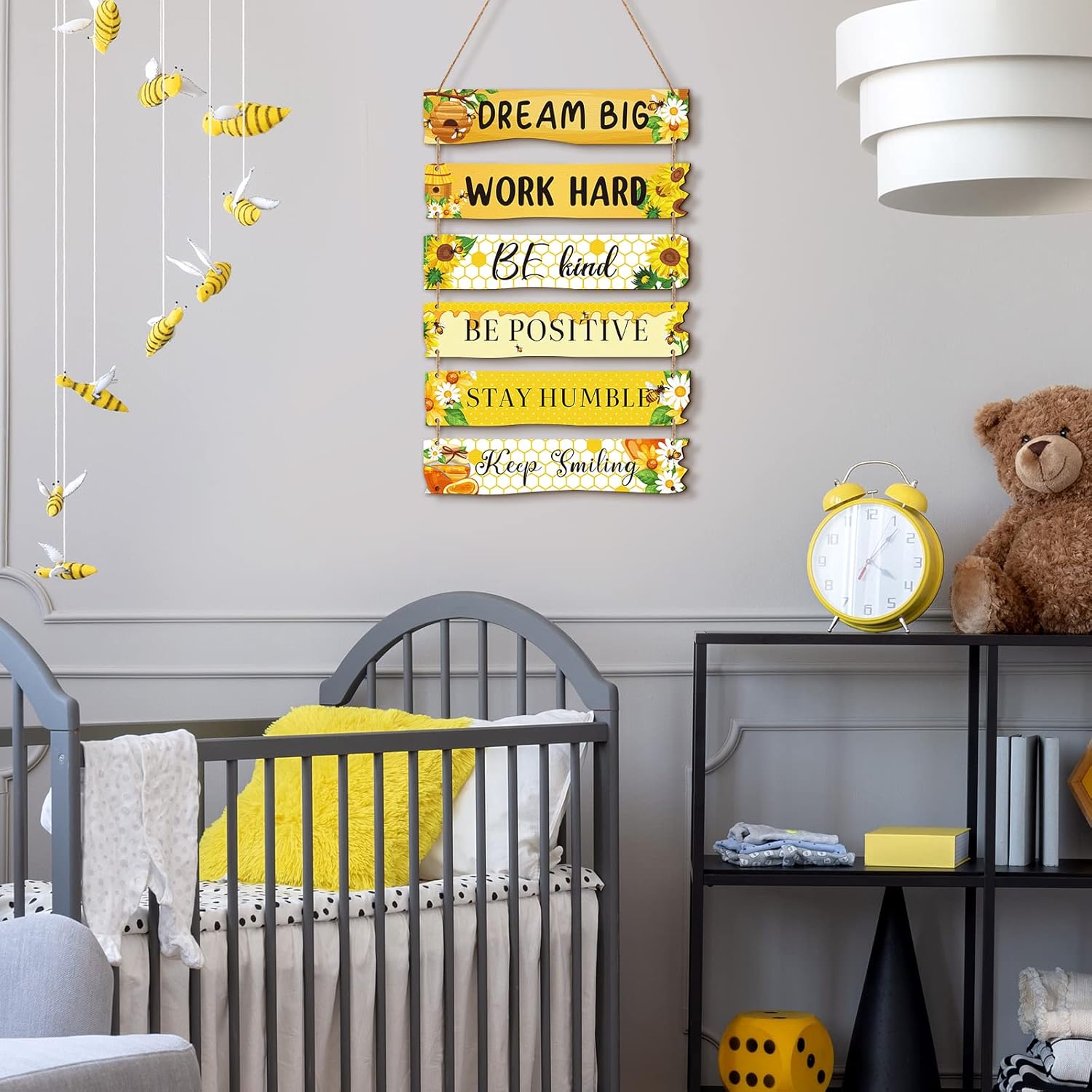 6 Pieces Rustic Wall Hanging Plaque Sign Inspirational Wall Art Farmhouse Wooden Door Signs Positive Plaque with Quotes Motivational Quote Decor for Office Bedroom Living Room(Floral Style)