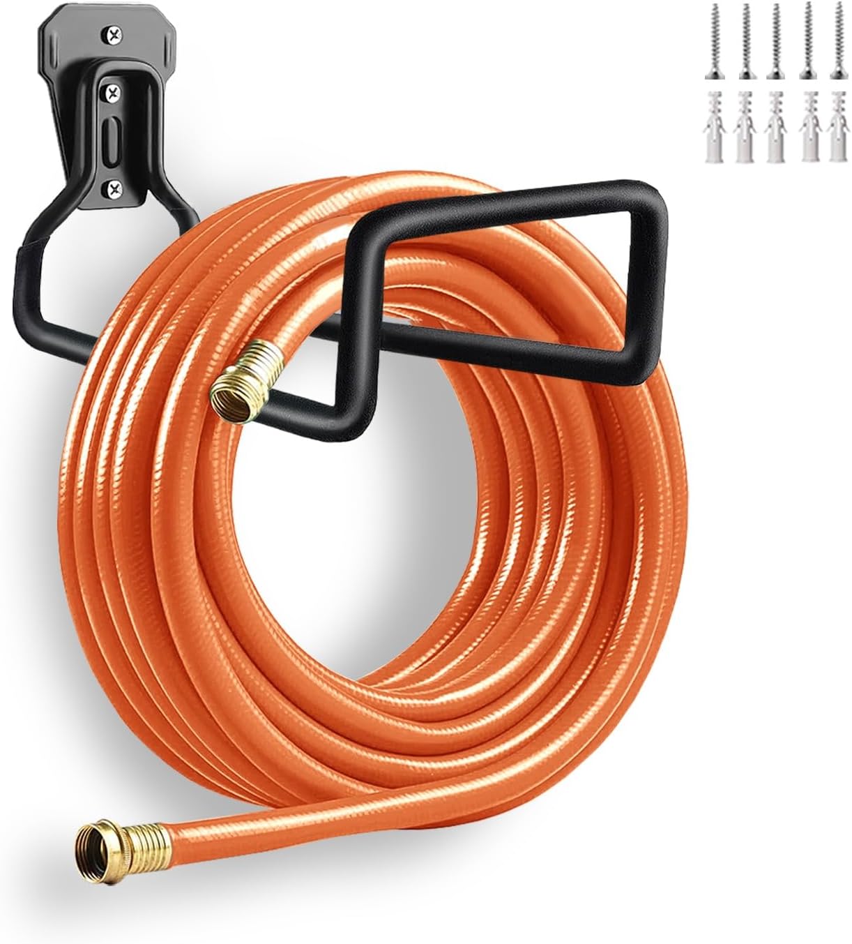 Water Hose Holder, 1 Pack Heavy Duty Wall Mount, Metal Hose Reel, Sturdy Hose Hanger Rack Stand for Outdoor Yard & Garage Storag