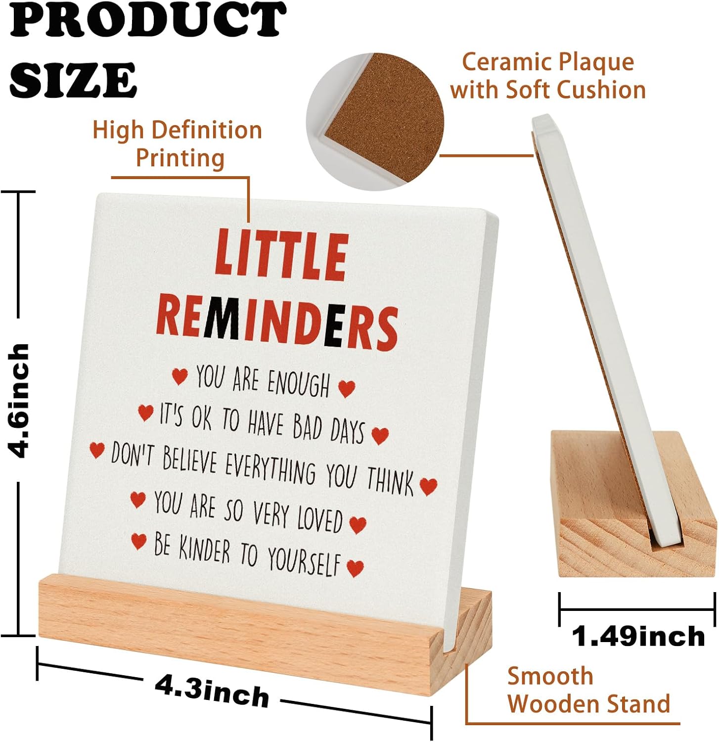 Inspirational Decor Motivational Gifts for women Christmas Birthday, Positive Mental Health Gifts for Her Teenage Girls Boys You are Enough Encouragement Plaque Little Reminders for Office Home