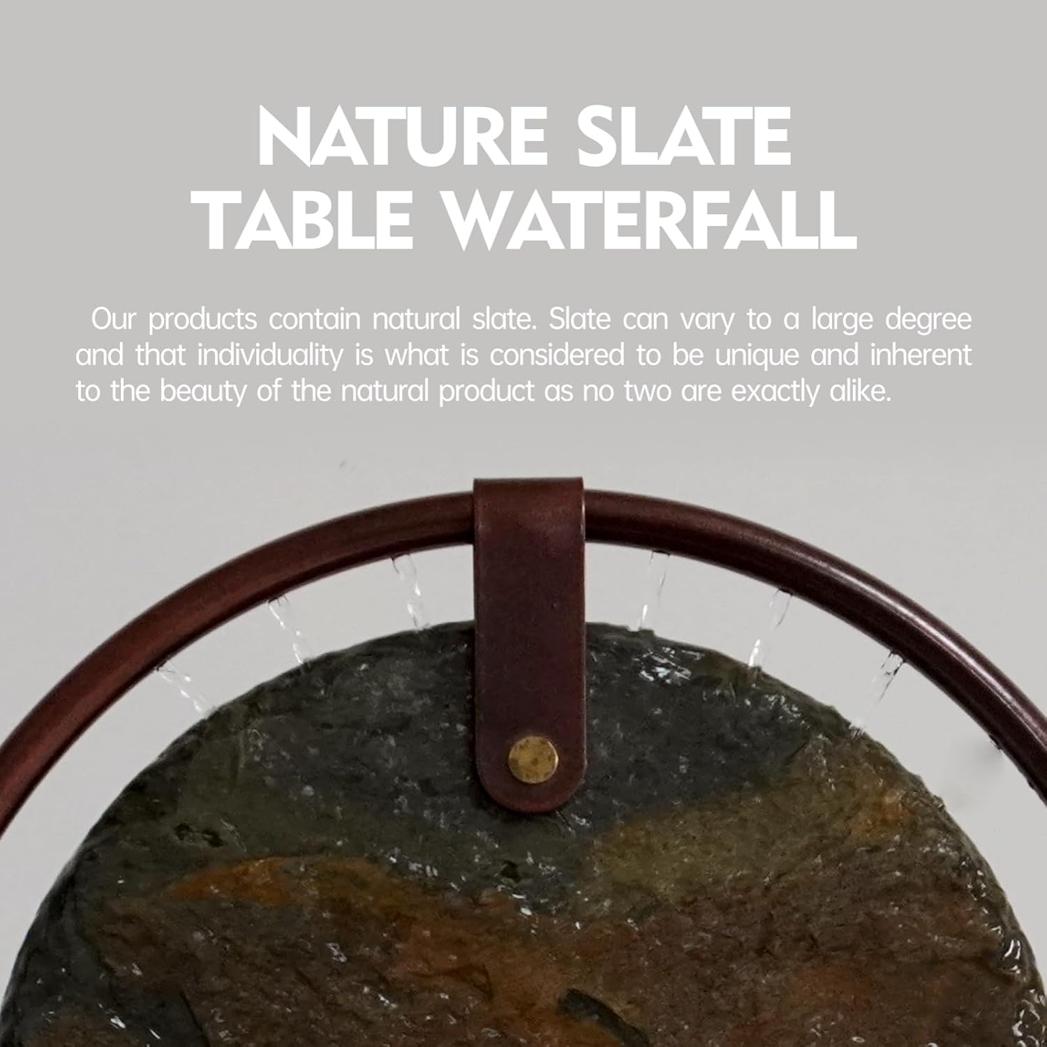 Indoor Tabletop Waterfall Moon Fountain, Home Décor Soothing Rain Sound Meditation Relaxing Fountains, Nature Slate Water Feature with Light for Room Office Desktop Decoration-13 Tall