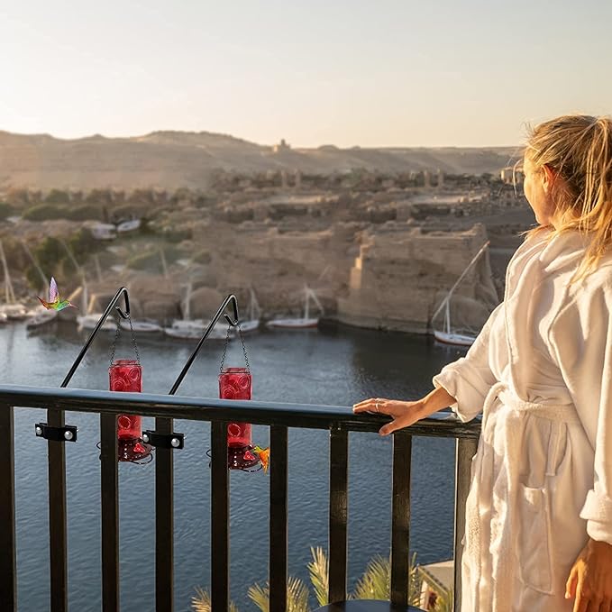 11 inches Fence Deck Hook Rail Hook Hanging Hook Mounting Kit Heavy Duty Bird Feeder Hook, Decorative Hook Hanger for Bird Feeders, Planters, Suet Baskets, Lanterns on Balcony Porch Railing Fence