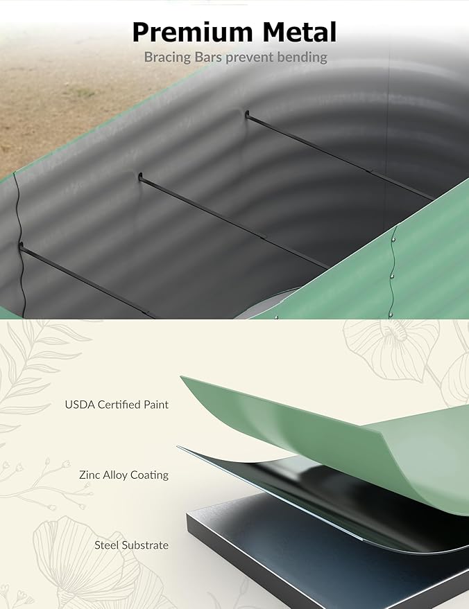 10x4x1.5ft Raised Garden Bed,Galvanized Raised Planter Boxes Outdoor with Easy Assembly, Large Garden Bed for Vegetables, Fruits, Flower,Raised Garden Bed,Green