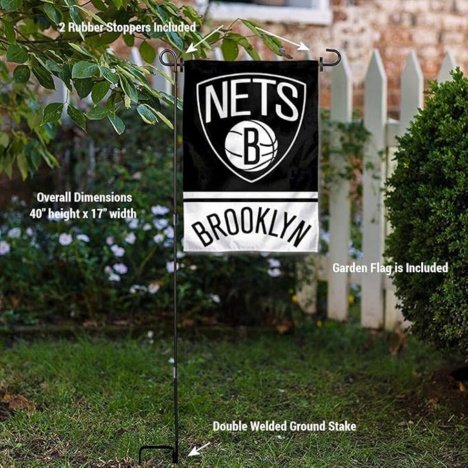 WinCraft Brooklyn Nets Garden Flag with Stand Holder