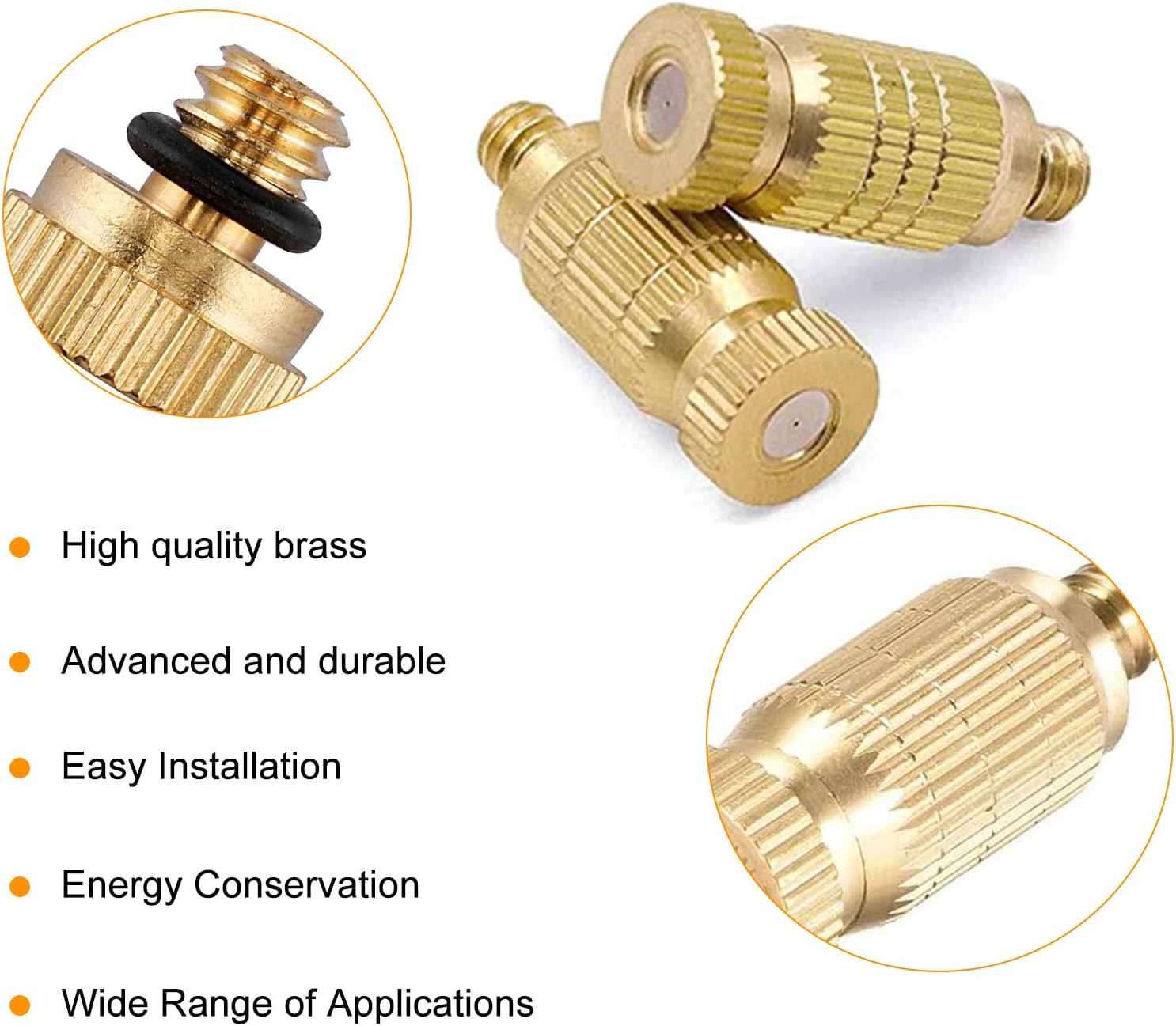 20pcs High Pressure Atomizer Nozzle Brass Misting Nozzles for Outdoor Cooling System, Landscaping, Greenhouse Irrigation, Air Humidification, Anti-Drip Fogging Spray Head(0.004"/0.1mm)