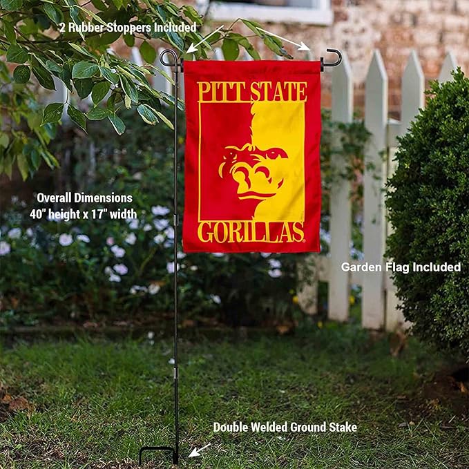 College Flags & Banners Co. Pittsburg State Gorillas Garden Flag with Pole Stand Holder