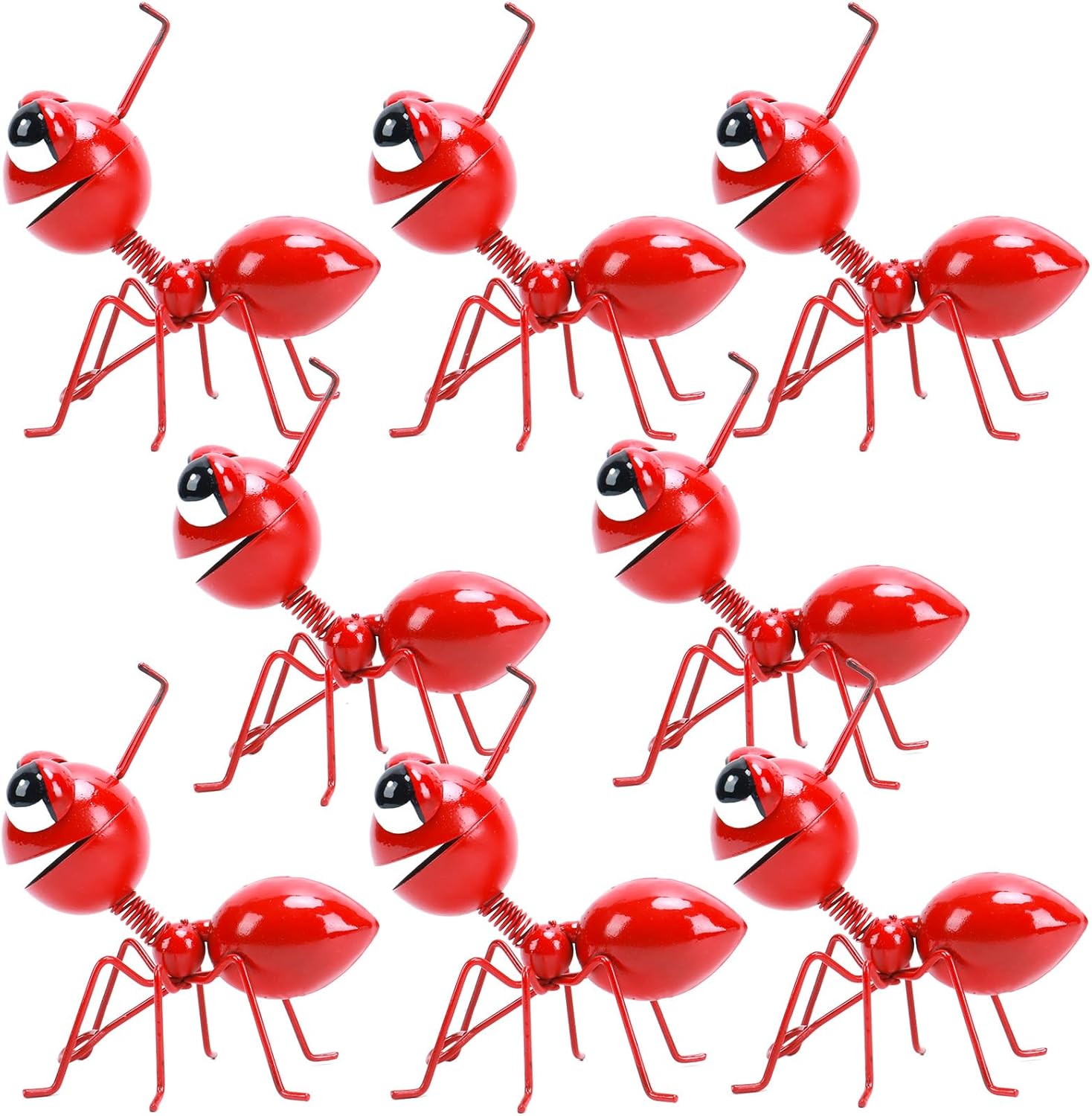 Metal Yard Art Garden Decor for Outside Cute Ants Yard Decorations Outdoor Lawn Ornaments Backyard Gifts for Mom - Set of 8（All Red）