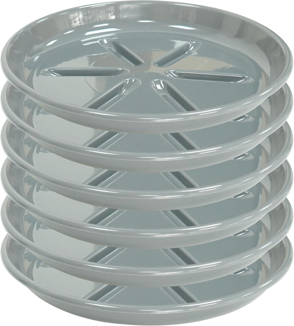 6 Pack of Plant Saucer 12 inch, Plant Trays for Indoors No Holes, Plant Drip Trays for Indoors Outdoor, Plant Water Tray for Planters, Gray