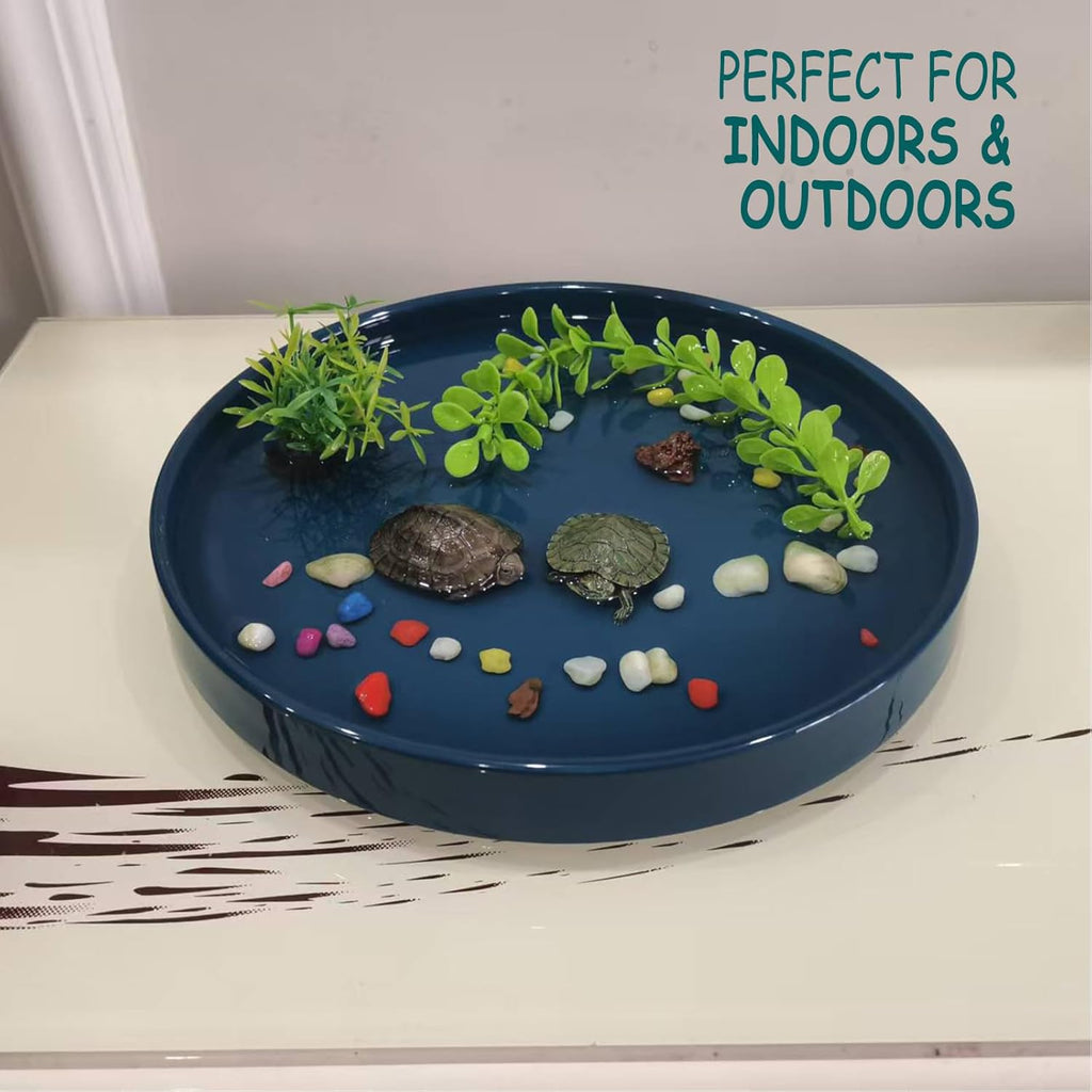 Ceramic Flower Pot Saucers, 9 Inch Plant Pot Saucers for Indoors Plants, Plant Trays for Pots Holding Water Drips and Soil, Drainage Tray for Plant Pot (Blue)