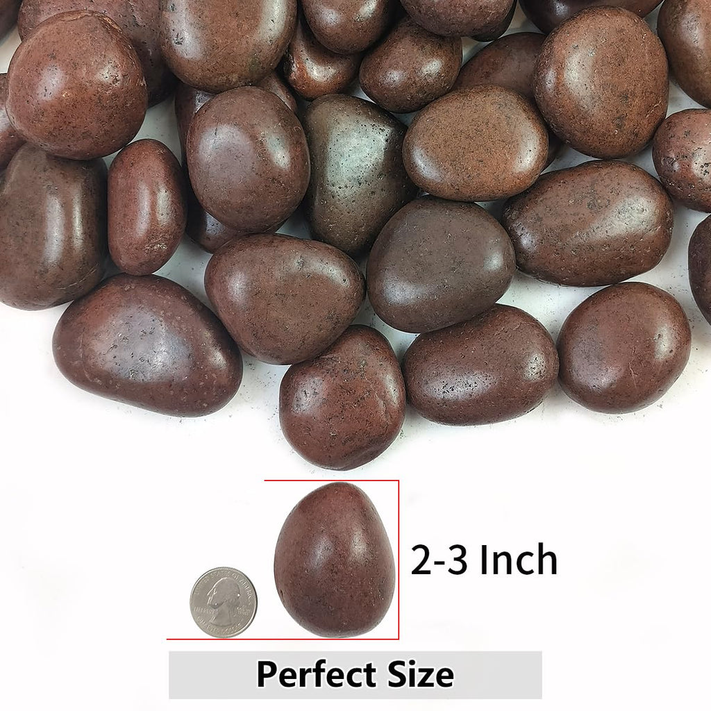 10lbs Red River Rocks, 2-3 Inch Natural Pebbles for Indoor Plants, High Polished Decorative Stones Vase Filler Fish Tank Aquariums Landscaping Garden
