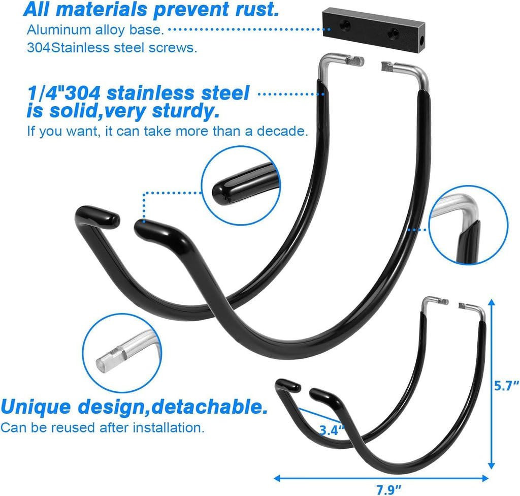 Garden Hose Holder Wall Mounted,304Stainless Steel Solid Hook Holds Up to 150Ft - Black Paint