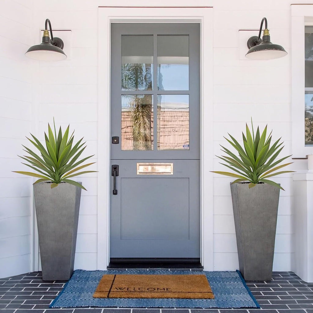 Briful Agave Plant Artificial 20.4'' Faux Agave Plant with Black Pot Outdoor Fake Tropical Plants for Home Office Room Table Garden Front Porch Decor