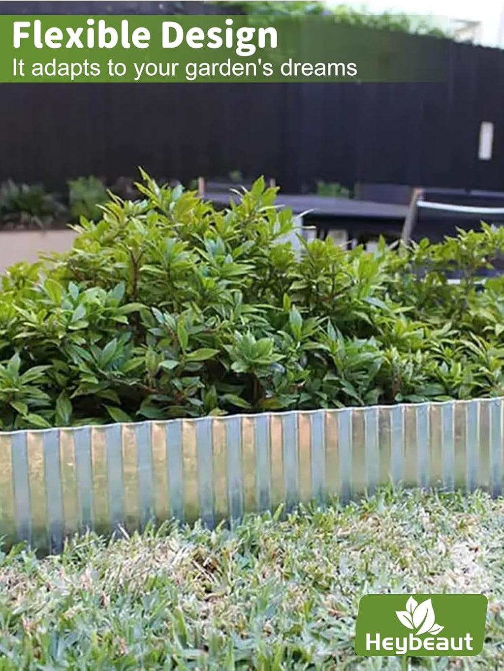 Corrugated Metal Garden Edging - 10" x20' Galvanized Steel Border, Durability Easy to Cut, Easy Installation & Stability, Ideal for DIY Flower Beds, Pathways and Patio Design Silver