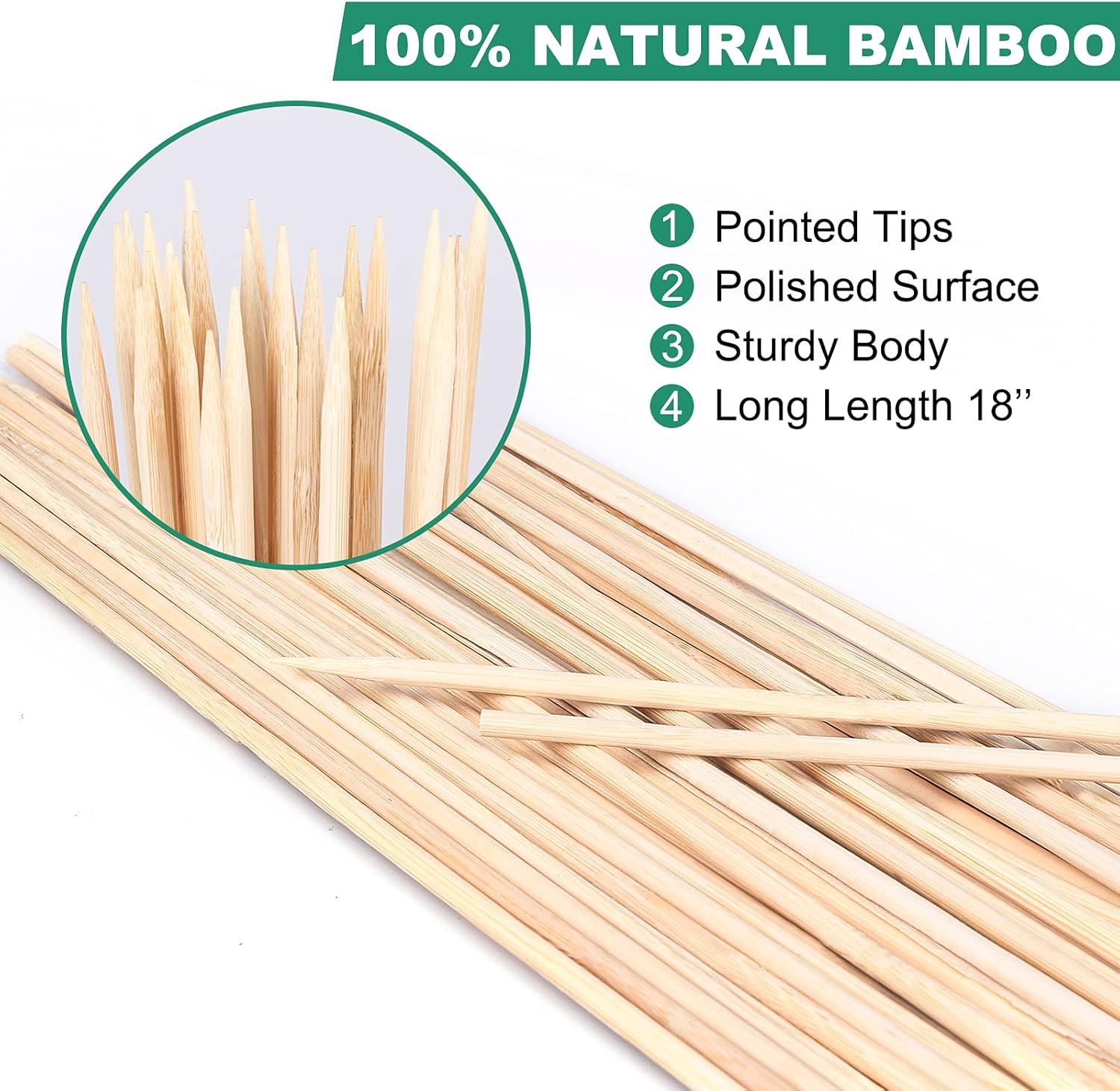 100 Pack 18'' Natural Bamboo Plant Stakes, Wood Plant Supports, Wood Garden Sticks for Plants Tomato Floral Potted, Wooden Sign Posting Garden Sticks