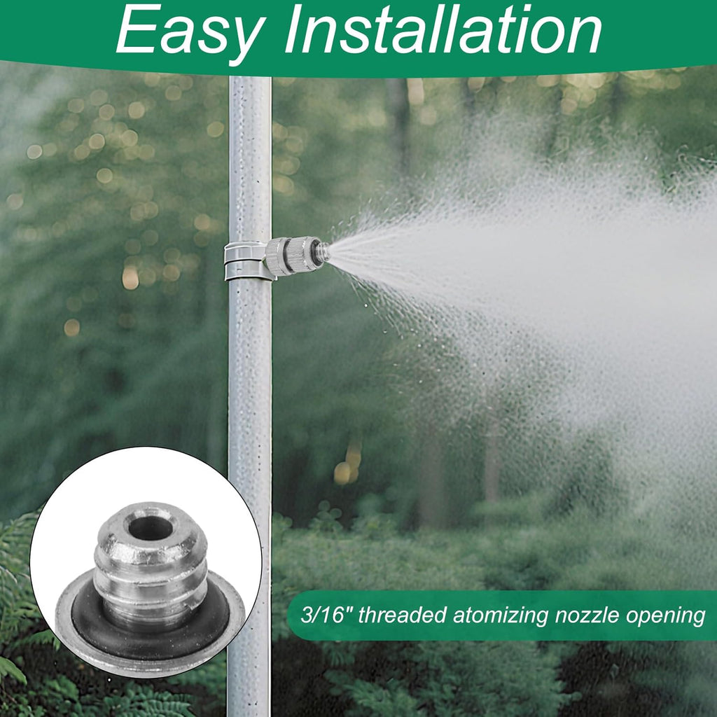 5pcs Brass Misting Nozzles, 3/16in Threaded 0.1mm Orifice High Pressure Spray Mist Nozzle Heads Tips Mister Parts for Outdoor Cooling System Greenhouses Landscaping & Patios