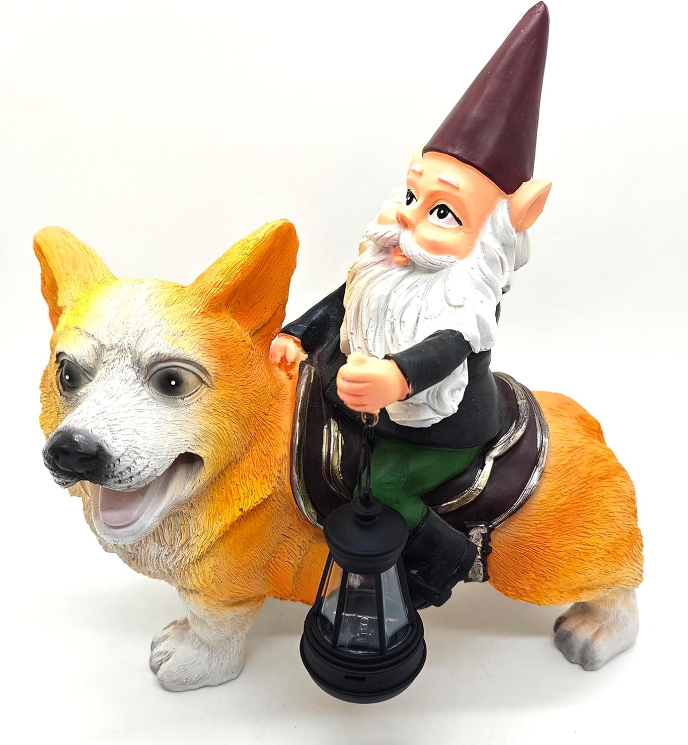 Solar Gnome Corgi Statues Lights Garden Statue Lamp for Patio Balcony Yard Lawn Corgi Gifts Gnome Gifts