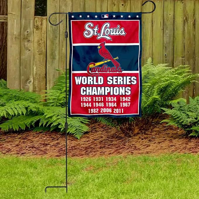 WinCraft Cardinals 11 Time Champions Garden Flag with Stand Holder Flagpole