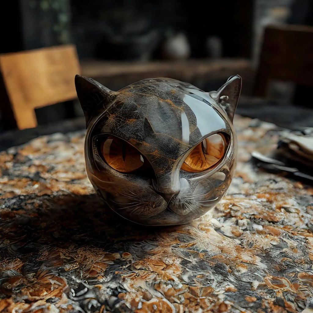 Luxury Black Cat Stone Sculpture – Elegant Home Décor & Gift-Ready Art Piece, Hand-Carved Crystals and Healing Stones Carved, for Cat Lovers (1*pcs)