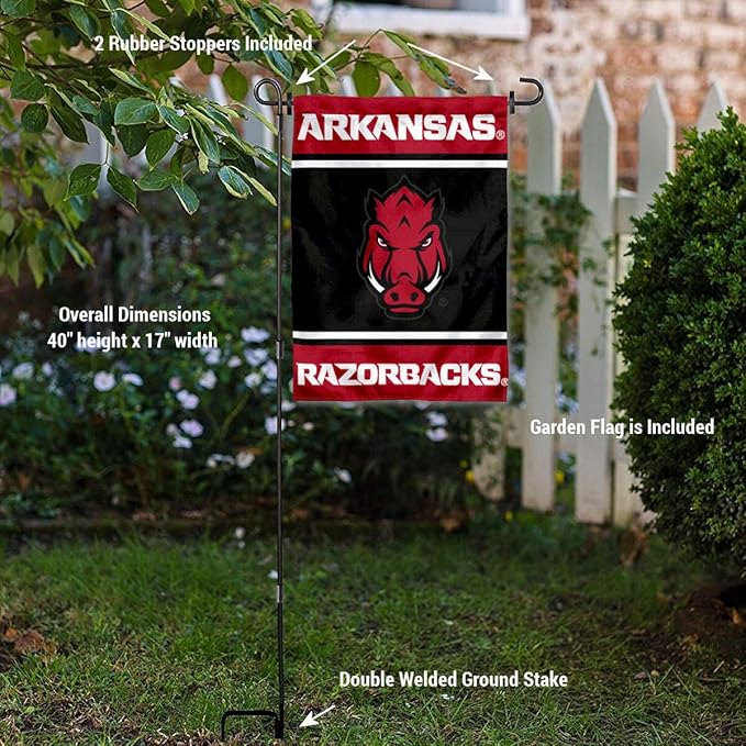 College Flags & Banners Co. Arkansas Razorbacks Garden Flag with Stand Holder