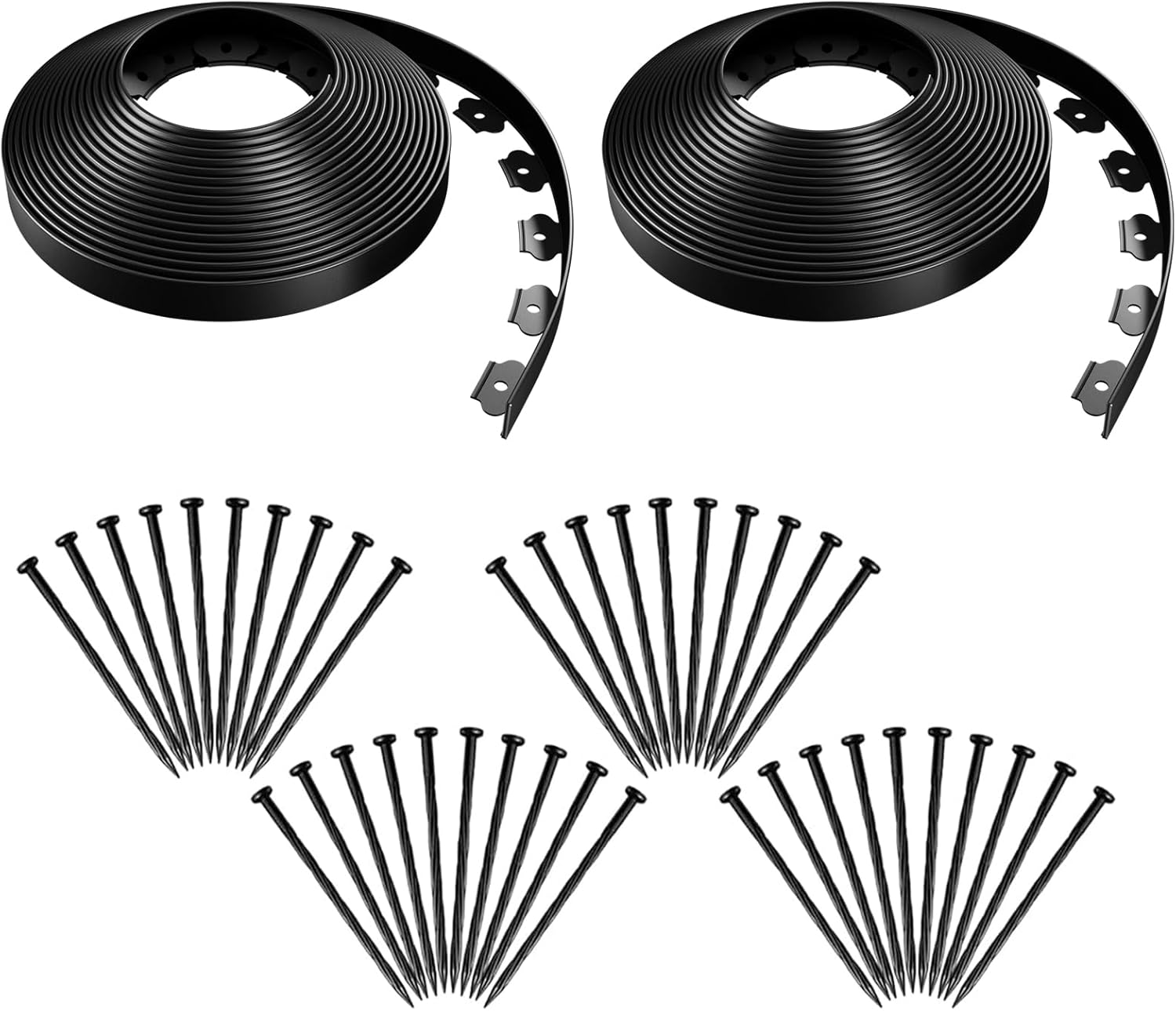 AGTEK Garden Edging 66FT Landscape Edging Kit 1.5 Inch Height Plastic Garden Border No Dig Lawn Border for Yard Flower Bed with 40 Stakes