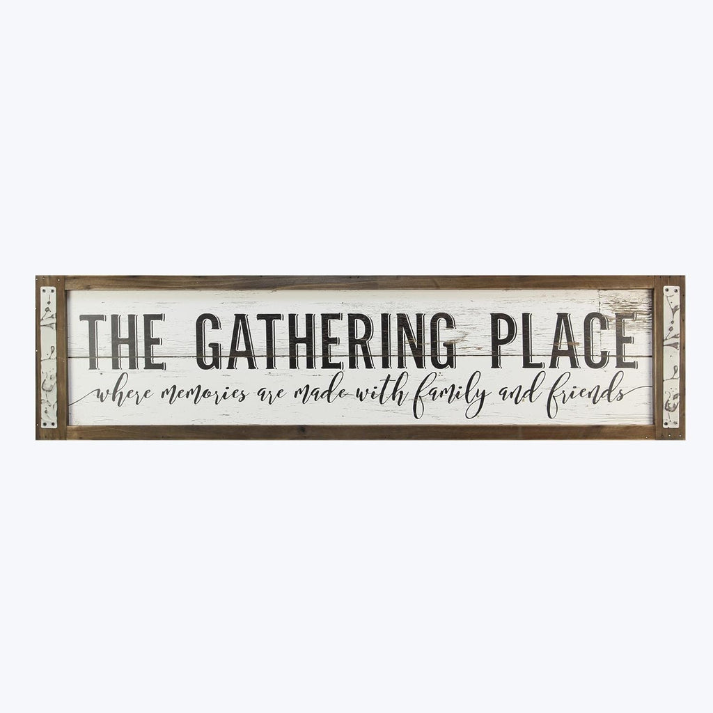 Young's Inc. The Gathering Place Rustic Home Decor - Living Room Wall Decor and Inviting Tabletop Decorations - Wood - 40” W x 1.5" D x 10” H