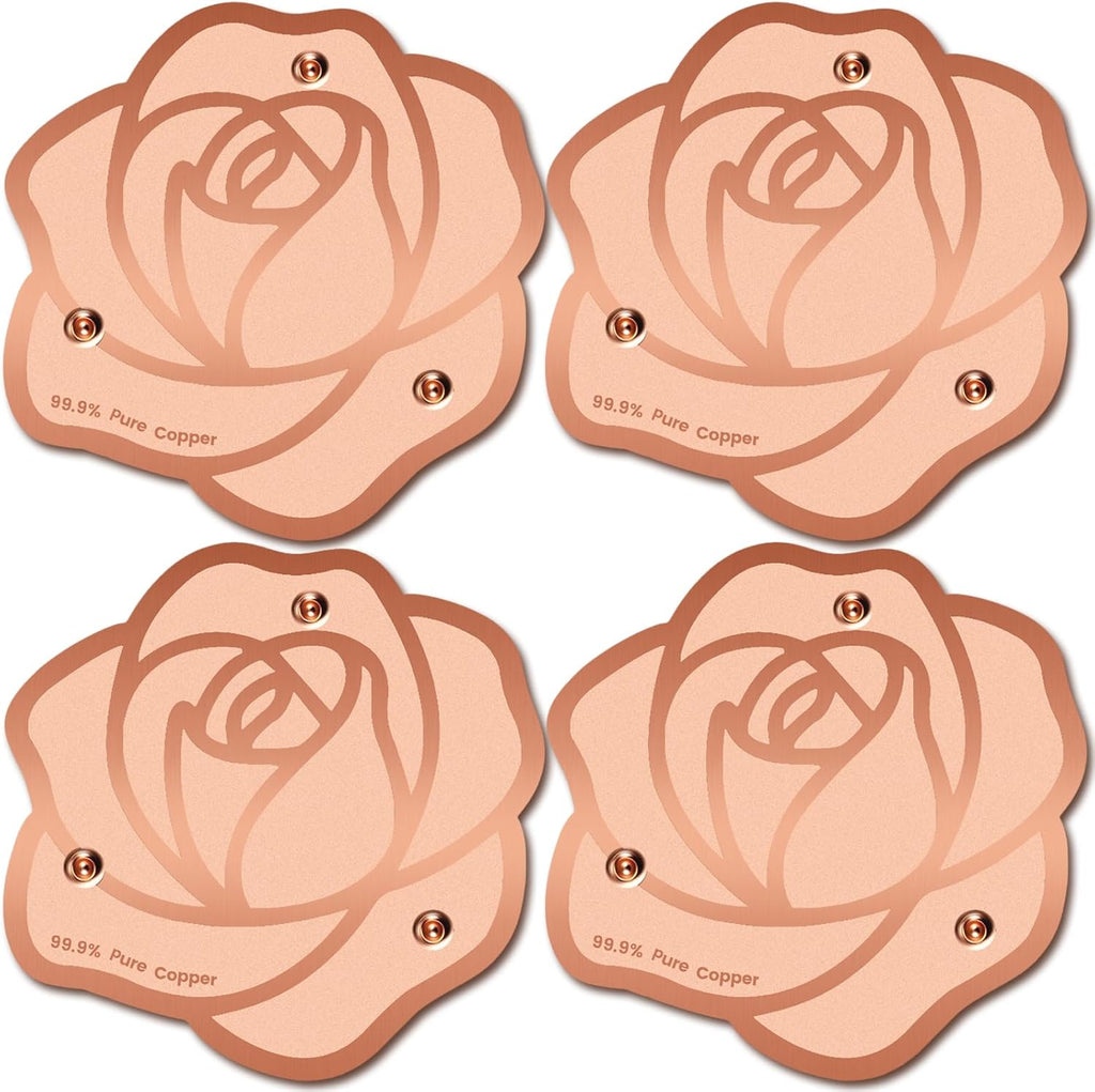 Bird Bath Copper Disk,Bird Bath Purification Disk 0.6mm Reinforced 99.99% Pure Copper Cleaning Disk with 3-Point Support,Fits Outdoor Birdbath & Bowl,Provide Safe Clean Water,Rose-4Pcs