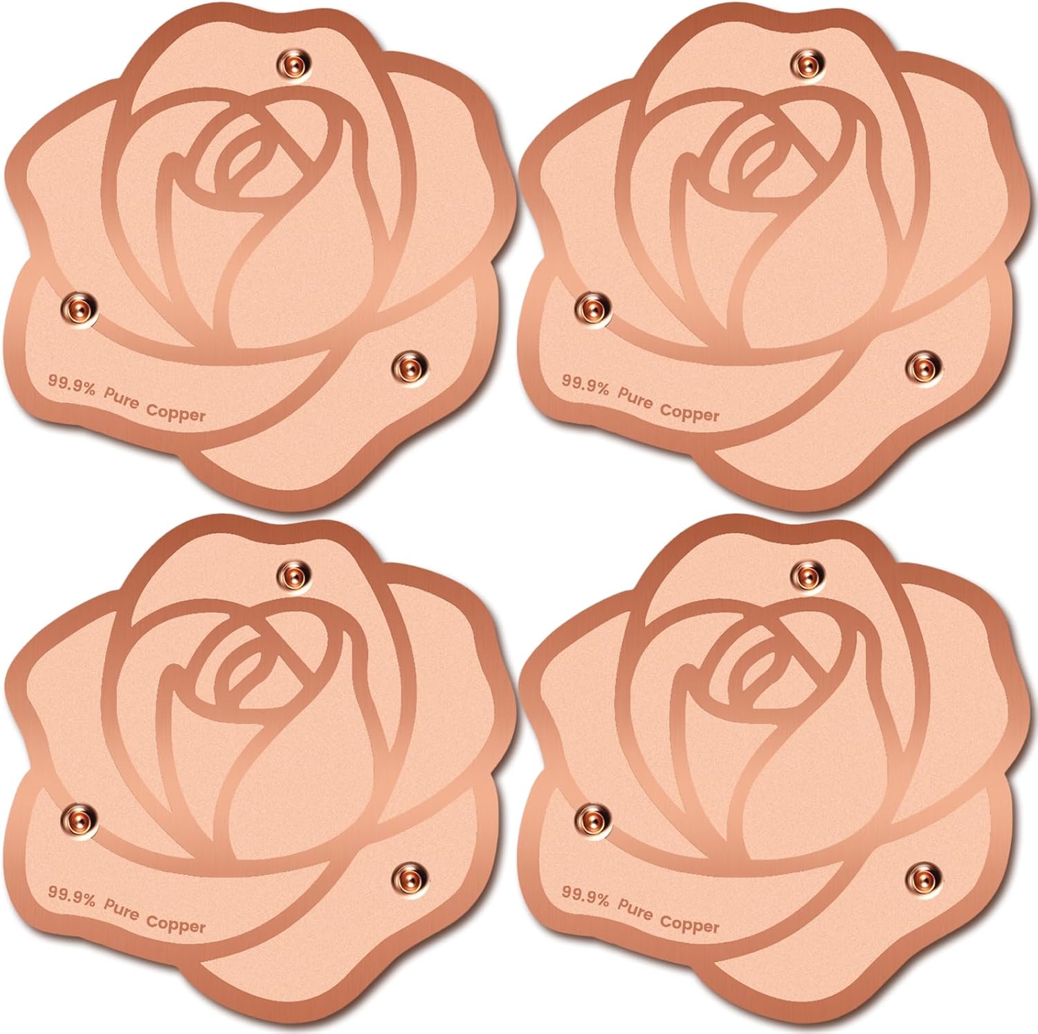 Bird Bath Copper Disk,Bird Bath Purification Disk 0.6mm Reinforced 99.99% Pure Copper Cleaning Disk with 3-Point Support,Fits Outdoor Birdbath & Bowl,Provide Safe Clean Water,Rose-4Pcs