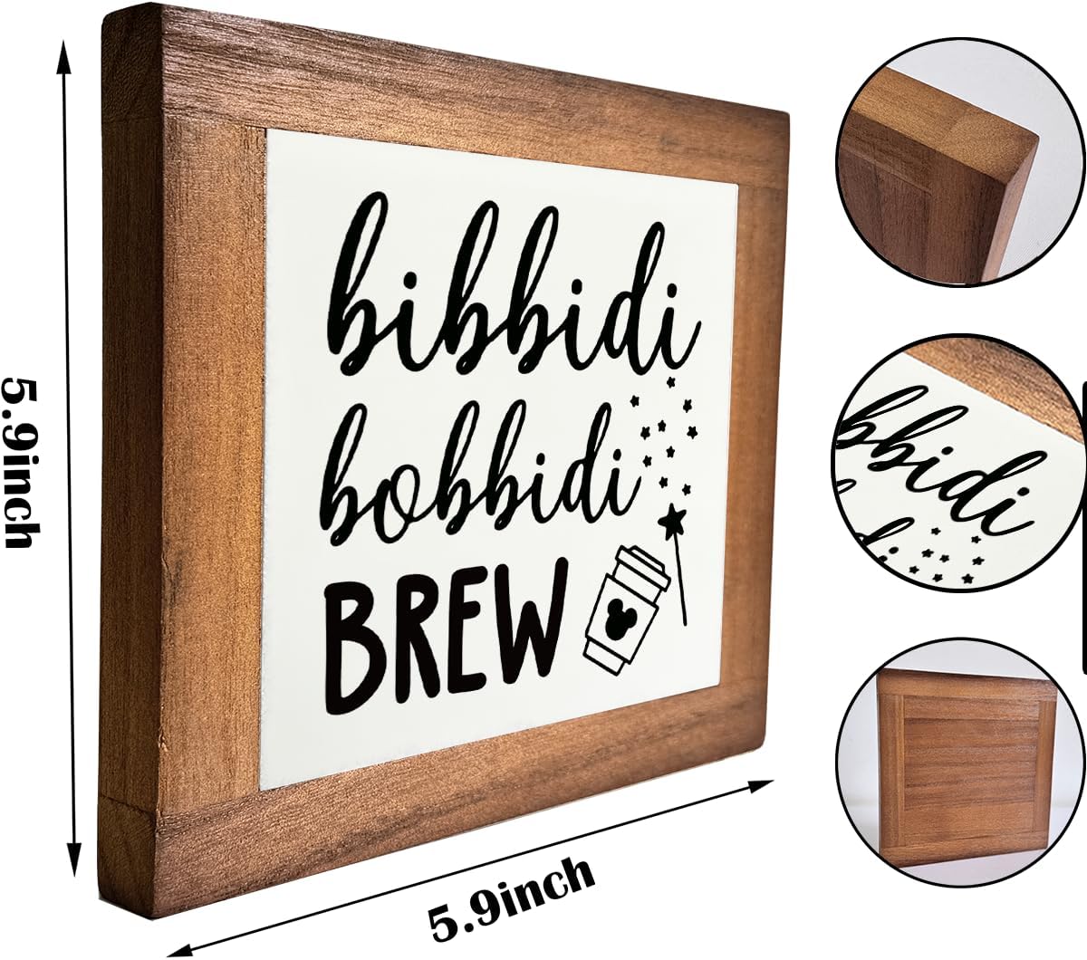 Bippity Boppity Wood Plaque, Rustic Coffee Table Sign, Kitchen Home Decor, Tabletop Decor, Coffee Lover Gift, Disney Lover Gift - 5.9x5.9in