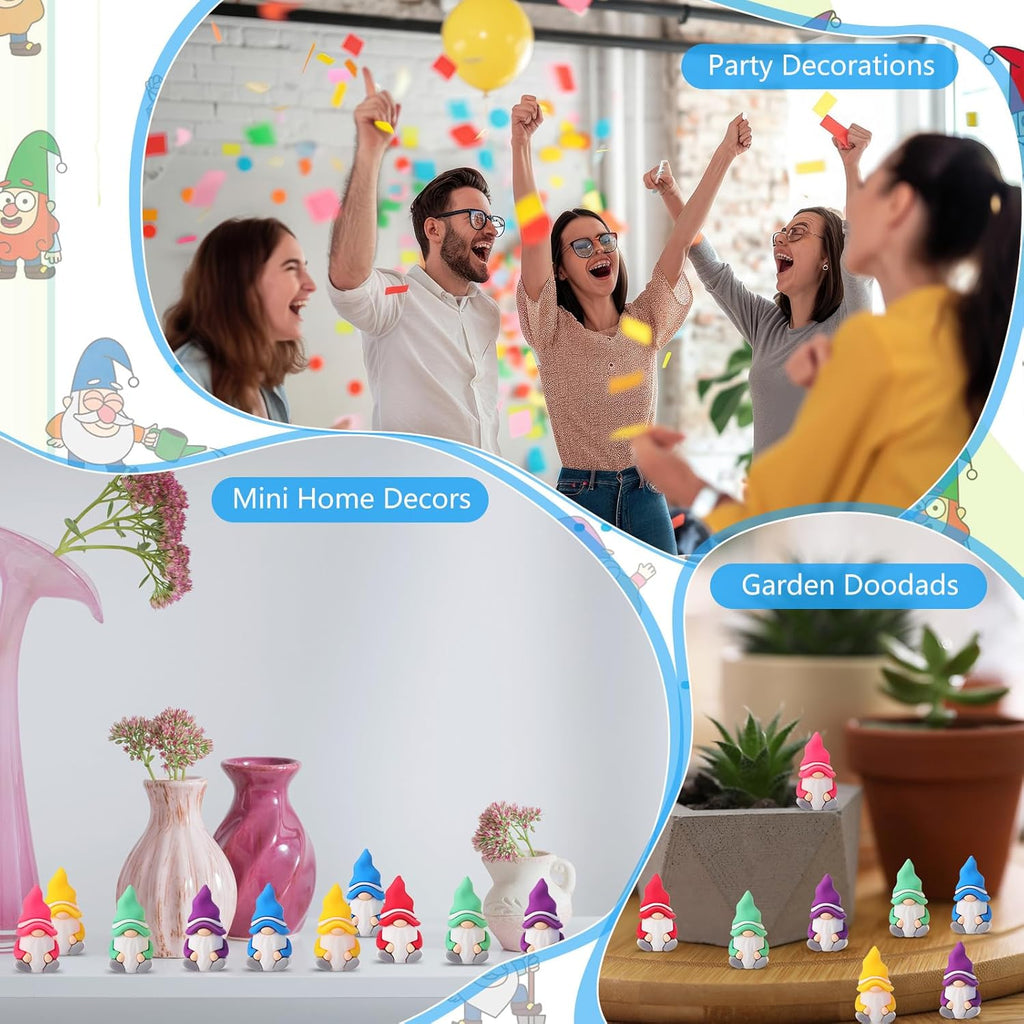 30 Pcs Mini Gnomes Figurines Tiny Fairy Resin Gnomes Statue Garden Bulk for Goody Bag Stuffers Filler Party Favors Gifts Decor Dwarf Statues Garden Dollhouse Micro Landscape Accessories