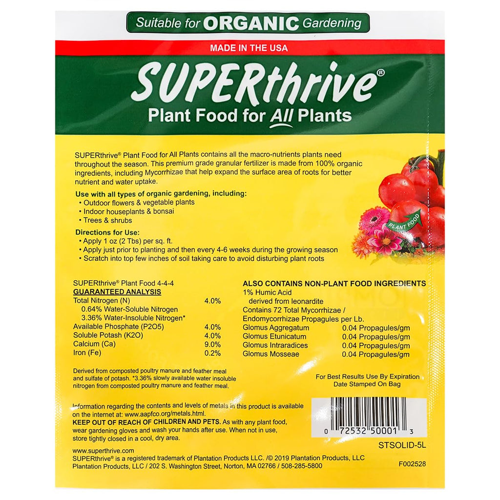 SUPERthrive Organic All-Purpose Plant Food, Solid Granular 4-4-4 (3 Pack)