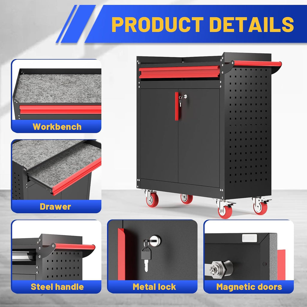 Metal Grill Cart - Outdoor Grill Cart with Storage,Grill Table with Wheels,Outdoor Bar Cart with Adjustable Shelf for Kitchen Prep and Patio BBQ