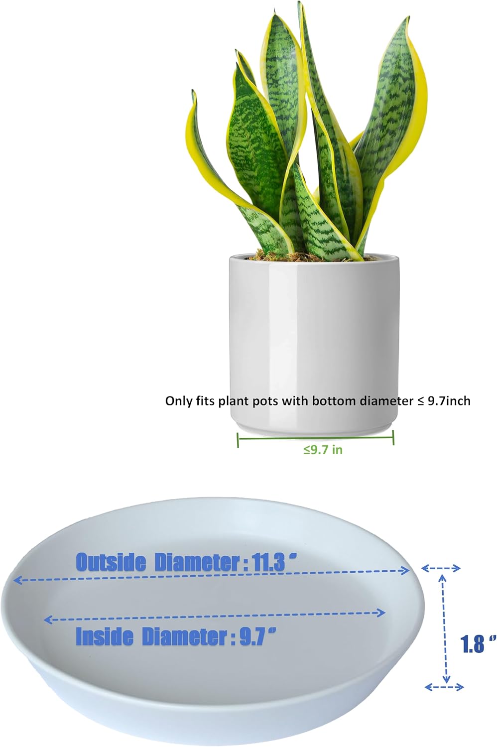Ceramic Plant Saucers, 10 Inch (11 Inch) Plant Trays, Durable Round Glazed Ceramic Flower Plant Water Drip Tray for Pots Planter, Heavy Duty Plant Dish Plant Plate to Catch Water for Indoor & Outdoor