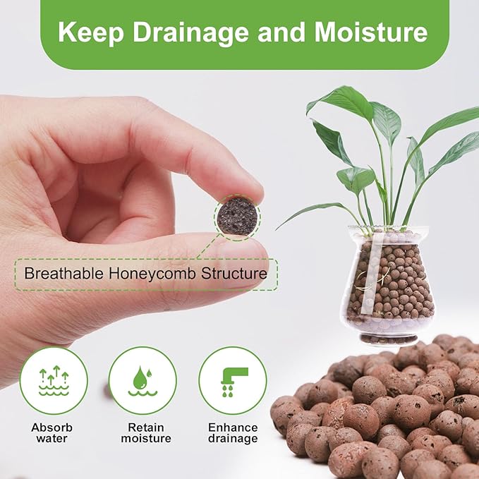 10 lbs LECA Balls for Indoor Plants, 4-16mm Clay Pebbles for Plants Hydroponic, Aquaponics, Natural Leca Balls for Soil Root Development, Orchid Potting Mix