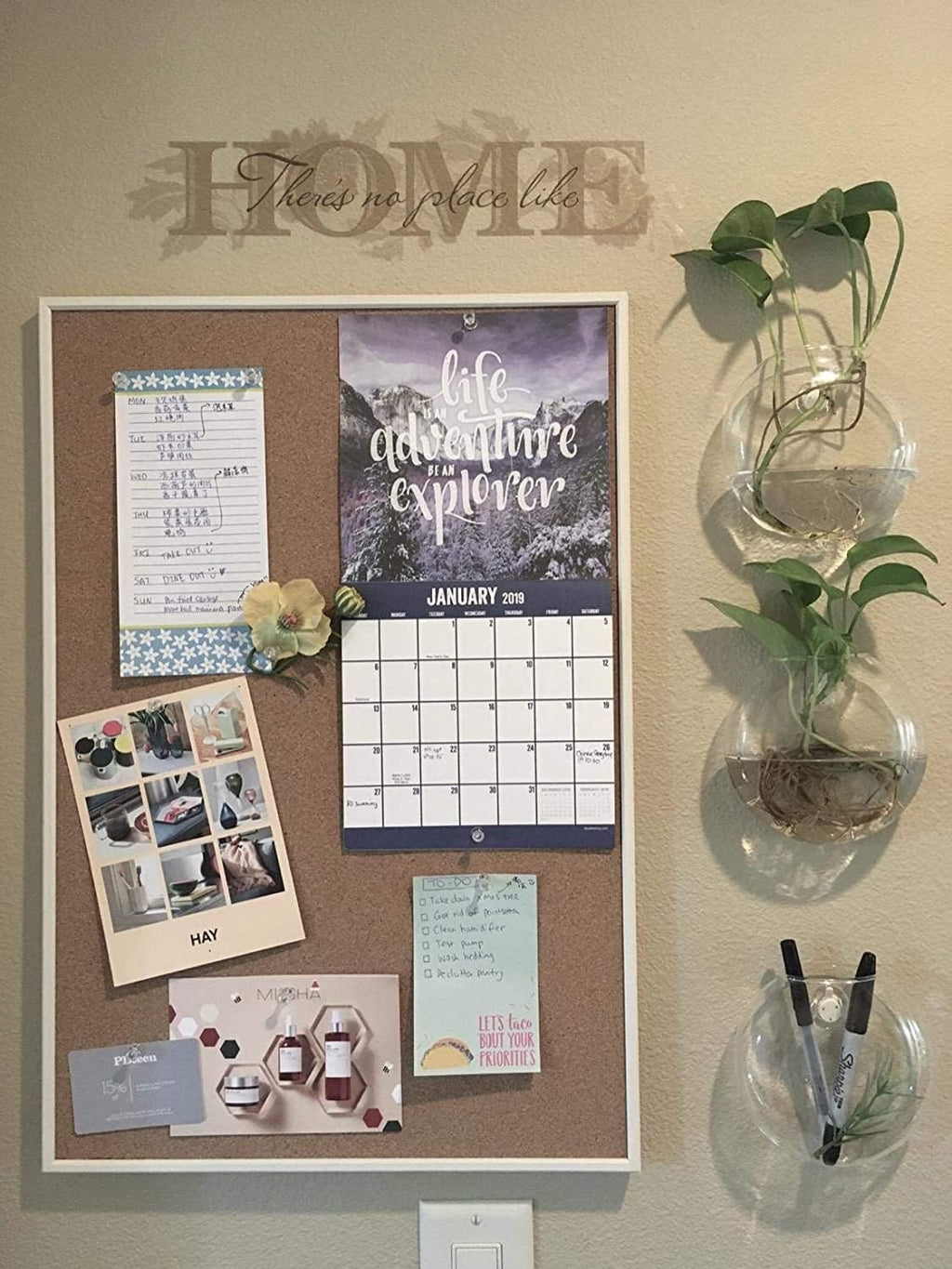 Mkono Wall Hanging Glass Terrariums Planter Oblate Flower Vase for Hydroponics Plants, Bathroom, Home Office Living Room Decor, Set of 6