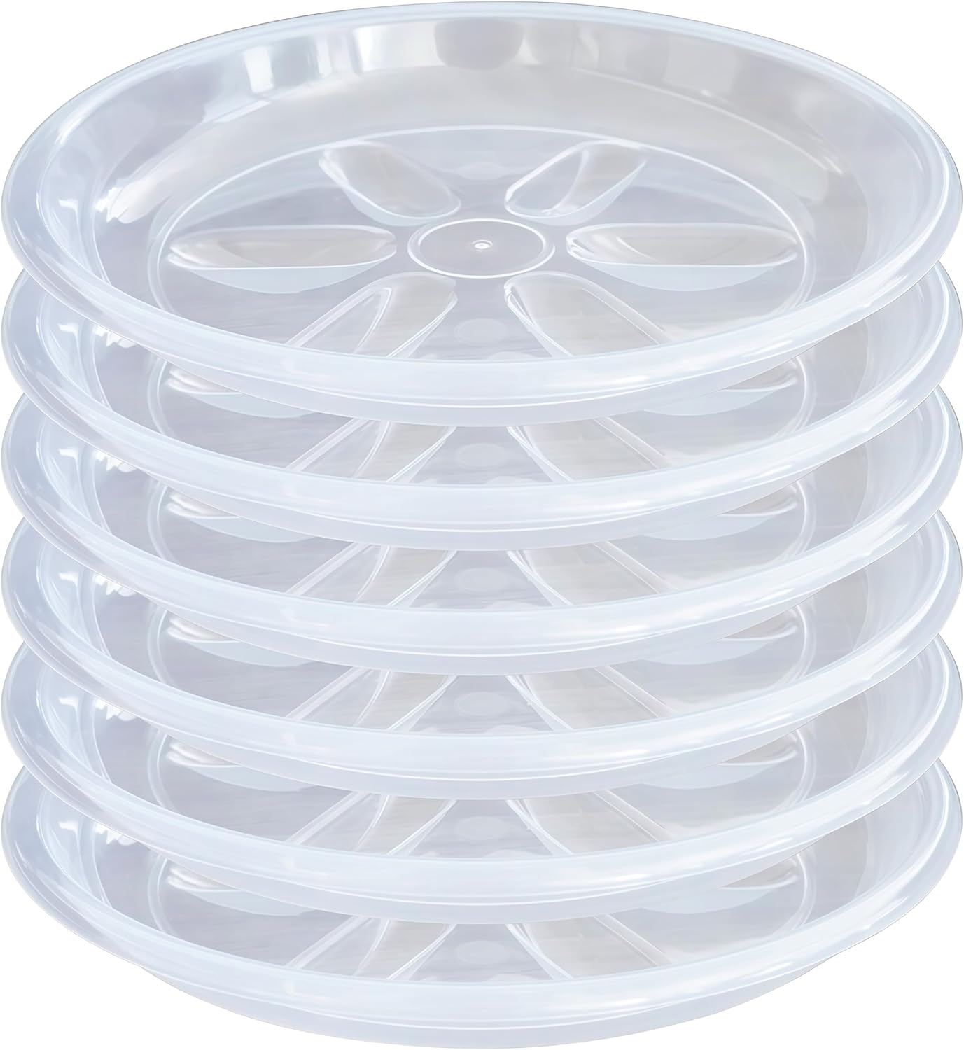 6 Pack of Plant Saucer, 6 8 10 12 inch Clear Plant Trays for Pots, Plant Water Catcher Tray, Plant Plate for Indoors Outdoors (6 inch, Clear)