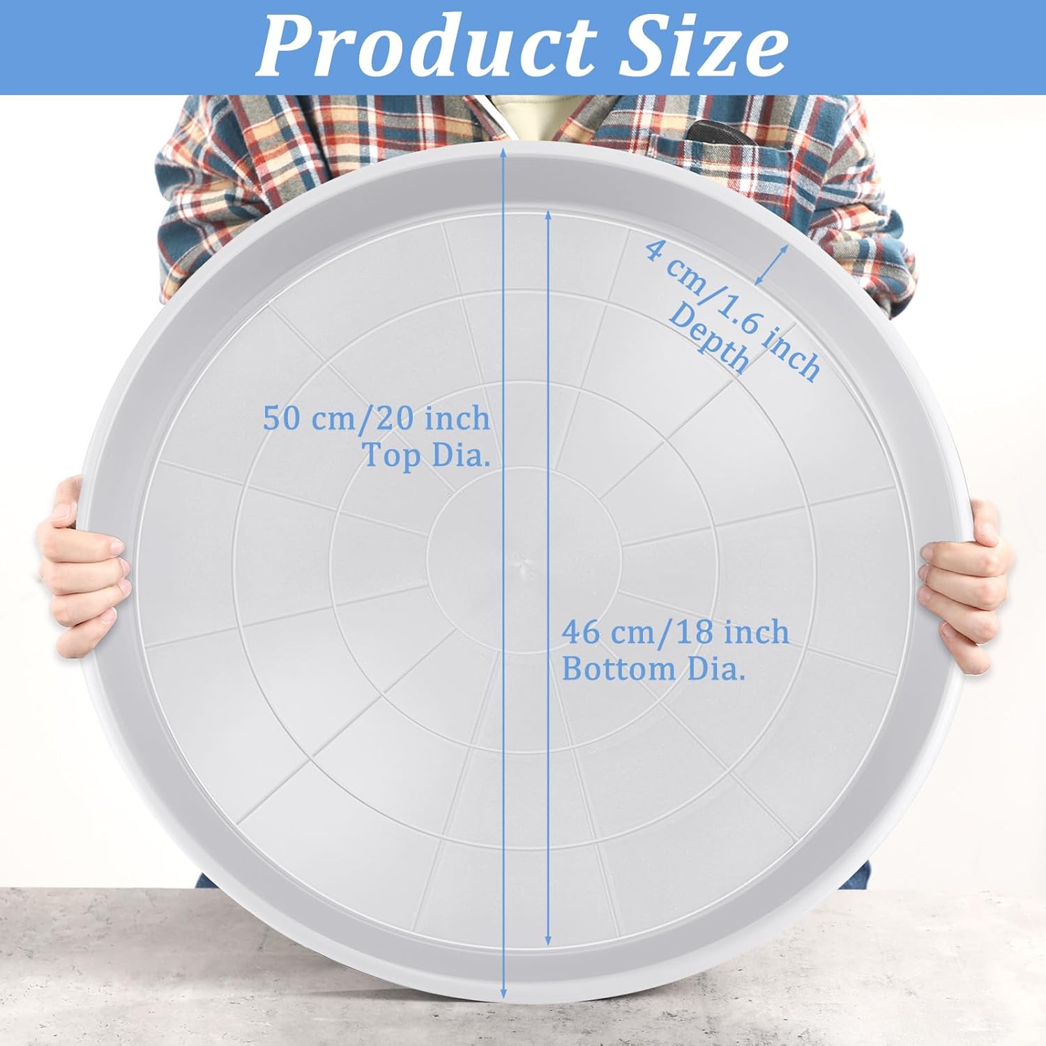 Eccliy 6 Pack Plastic Plant Saucer Heavy Duty Planter Saucers Large Plant Pot Saucers Plastic Water Trays for Indoors and Outdoors Flower Plant Plant Drip (White,20 Inch)