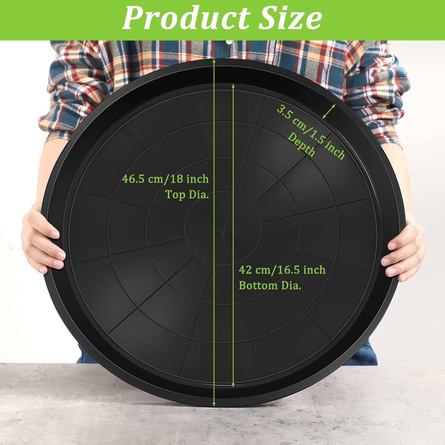 Eccliy 12 Pcs Plastic Plant Saucers Round Plant Tray Large Flower Pot Heavy Duty Planter Water Trays Thick Planter Drip Saucers for Indoors and Outdoors(18 Inch,Black)