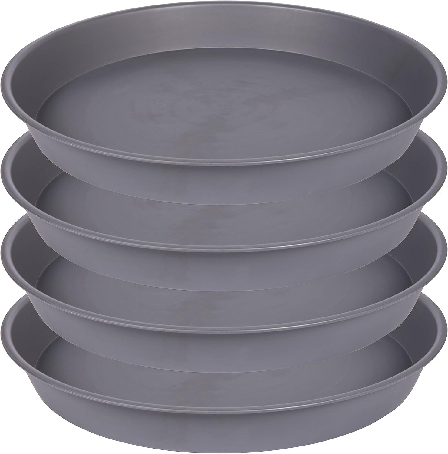 4 Pack of 13 14 inch Plant Saucer (12.2 Inch Base), Heavy Duty Plastic Plant Drip Trays 14" Round, Plant Trays for Indoors, Bird Bath Bowls, Plate for Planter 12-14" (14 inch, Cement Gray)