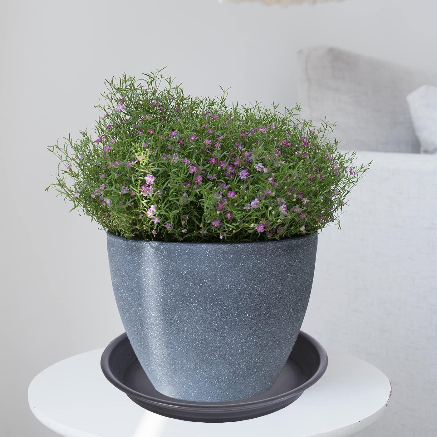 Plant Saucer Pot Tray 10 inch, 2 Packs Plant Drainage Trays, Plastic Flower Planter Saucers and Drip Trays for Indoors, Heavy Durable Plant Plate Water Catcher (Dark Gray)