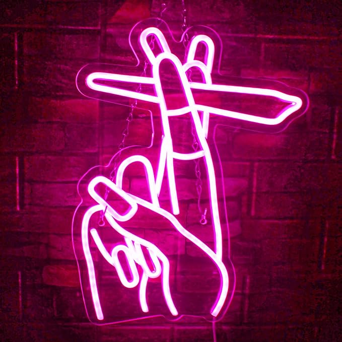 WLHOPE Pink Led Hand Neon Sign for Wall Decor Gesture USB Nail Hand Man Cave Neon Light Sign for Bedroom Home Bar Girls Room Nail Room Salon Party Decor Gift for Women