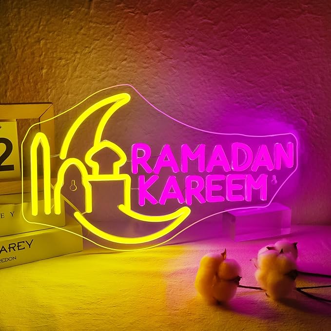 Moon Castle Ramadan Festival Neon Sign Eid Mubarak Neon Lights for Wall Decor Muslim Islamic Led Light Sign for Ramadan Mubarak Ramadan Kareem Sign Islamic Muslim Home Bedroom